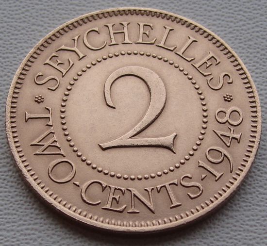 Сейшельские острова - Сейшелы /Seychelle/ 2 цента 1948 года  KM#6