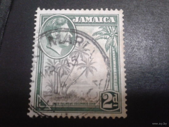 Ямайка, колония Англии 1938 король Георг 6, пальмы