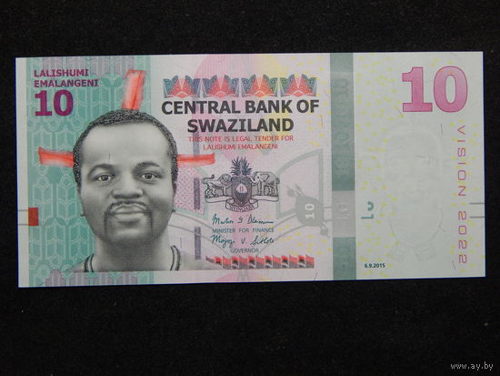 Свазиленд 10 эмалангени 2015г.UNC