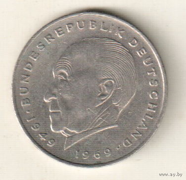 Германия 2 марка 1971 Конрад Аденауэр F