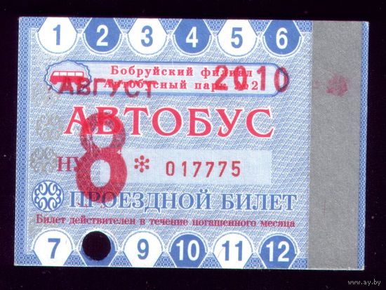 Проездной билет Бобруйск Автобус Автобус 2010