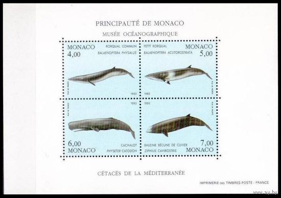 1993 Монако 2104-107/B54 Морская фауна - Киты 12,00 евро