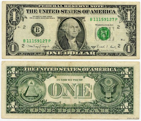 США. 1 доллар (образца 1988 года, 1988A, B, Нью-Йорк, P480b)