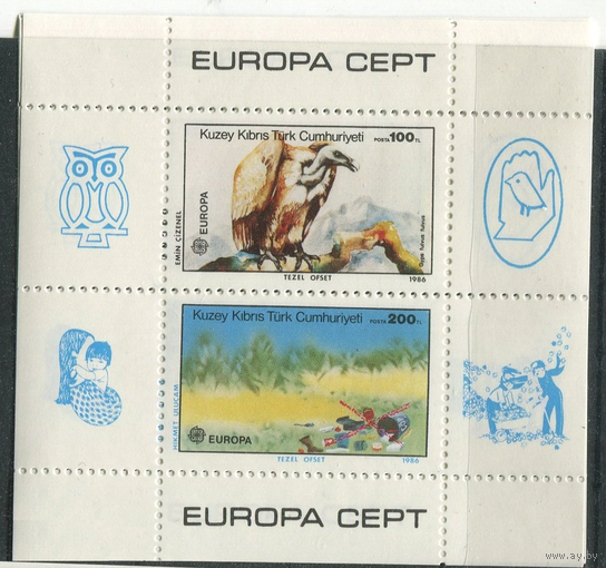 Фауна Птицы Охрана природы Экология Европа СЕПТ Europa CEPT 1986 Кипр Турецкий Блок **\\АР