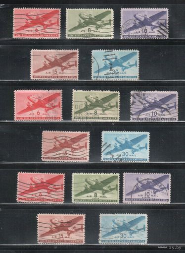 США-1941, (Мих.500-505 ), гаш.   , Авиация, Самолет, 5 марок, цена за 1 серию на выбор