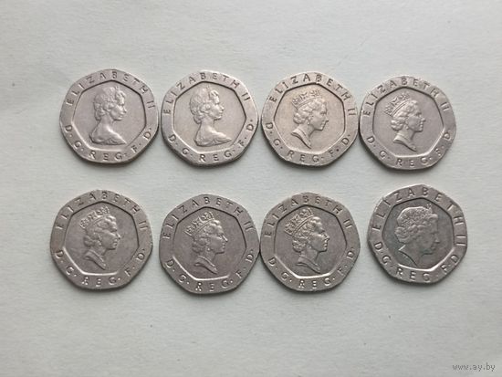 Великобритания погодовка 20 пенсов  8 монет