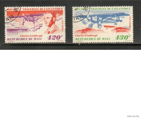 Мали-1977 (Мих.576-577) гаш. , Авиация, Самолет, Летчик (полная серия)