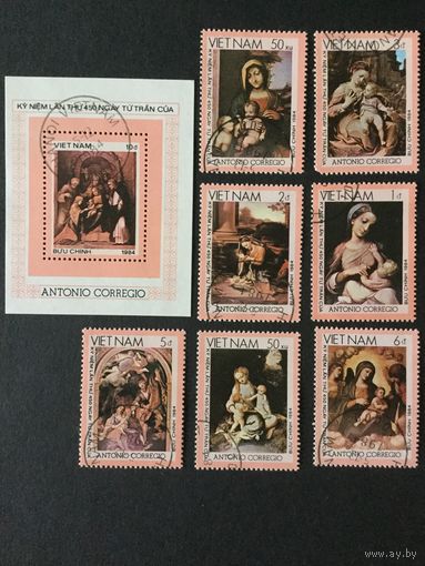 450 лет Correggio. Вьетнам, 1984, серия 7 марок+блок