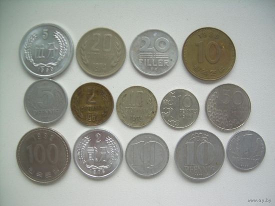 КИТАЙ, КОРЕЯ, БОЛГАРИЯ, ГДР, ВЕНГРИЯ, ЧЕХИЯ, ФИНЛЯНДИЯ 14 монет.