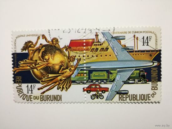 Бурунди 1974. 100 лет Почтовому союзу