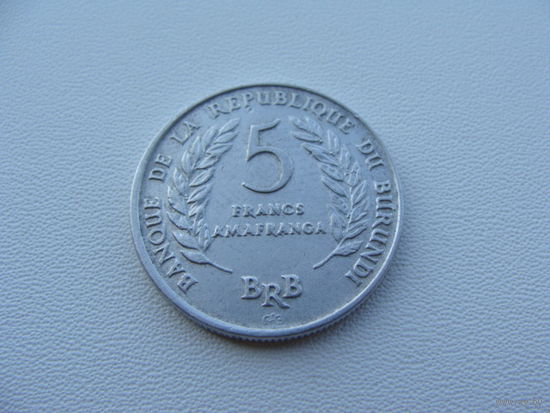 Бурунди.  5 франков 1969 год KM#16  Тираж: 2.000.000 шт
