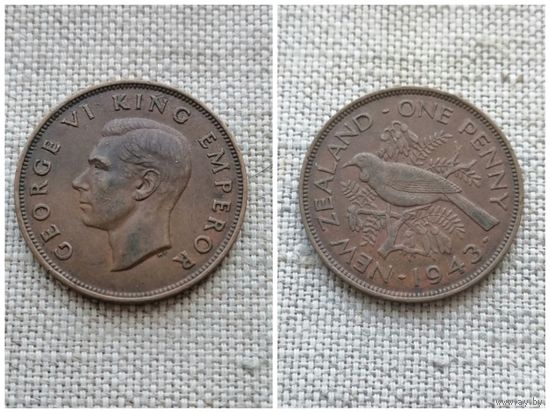 Новая Зеландия 1 пенни 1943 /фауна/(FA)