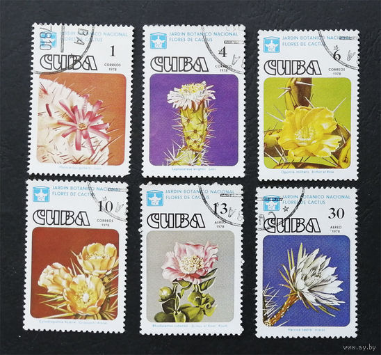 Куба 1978 г. Кактусы. Цветы. Флора. полная серия из 6 марок #0035-Ф1P9