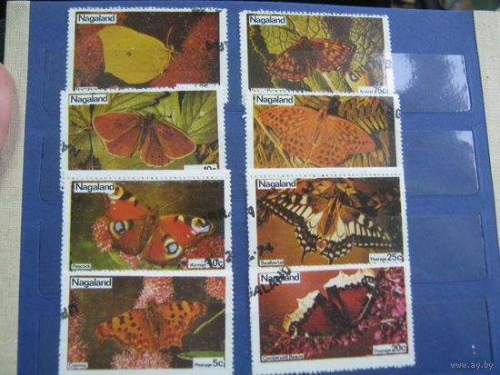 Марки - фауна, насекомые, бабочки, Нагаленд (Индия)