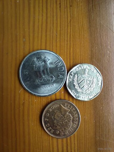 Индия 2 рупии 2013, Куба 10 центов 2001, Великобритания 1 пени 2006 -42