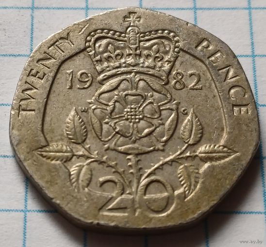 Великобритания 20 пенсов, 1982     ( 3-2-2 )