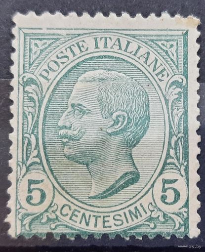 1/2a: Италия - 1906 - стандартная марка - Король - Виктор Эммануил III, 5 чентезимо, водяной знак "корона", [Mi. 78], чистая