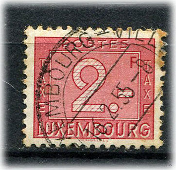 Люксембург - 1946/1947 - Цифры 2Fr. Portomarken - (желтые пятна на клее) - [Mi.32p] - 1 марка. Гашеная.  (Лот 80AK)