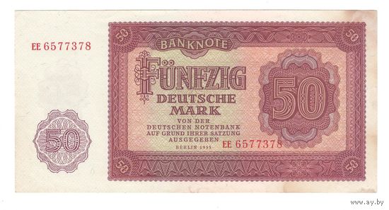 Германия ГДР 50 марок 1955 года. Состояние aUNC!
