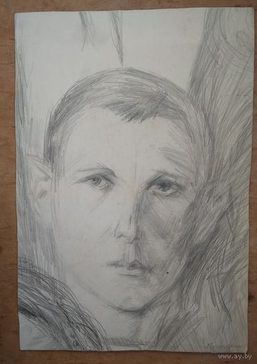 Пономаренко Леонид. Портрет юноши. 30х43 см. Рисунок. Картон, карандаш.
