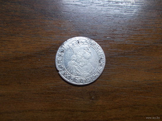 6 грошей 1660 ТL-B Ян 2 Казимир,портрет с обводкой/Краков