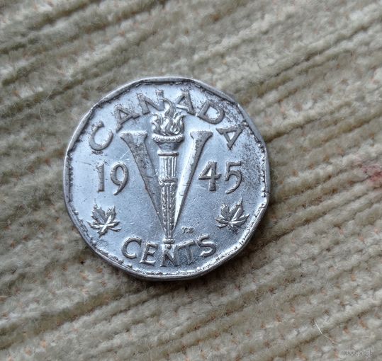 Werty71 Канада 5 центов 1945 Георг 6 Блеск