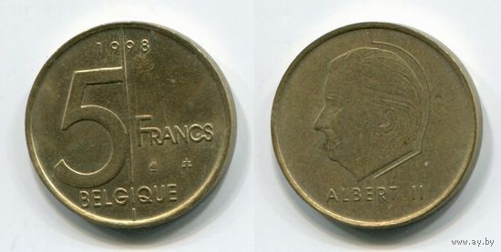 Бельгия. 5 франков (1998, BELGIQUE, XF)