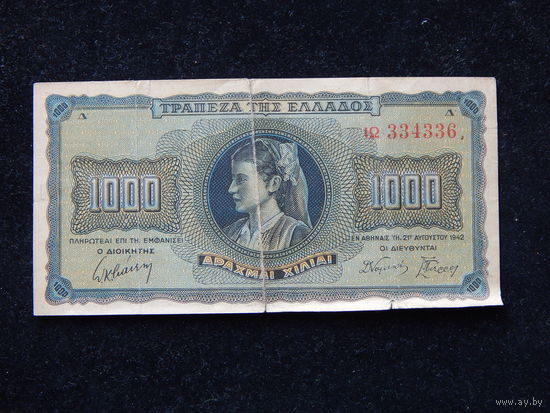 Греция 1000 драхм 1942 г