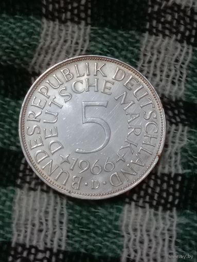 Германия 5 марок серебро 1966 D