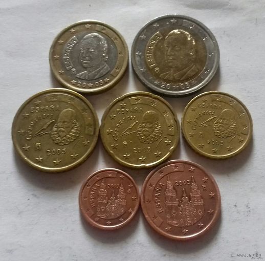 Набор евро монет Испания 2003 г. (1, 5, 10, 20, 50 евроцентов, 1, 2 евро)