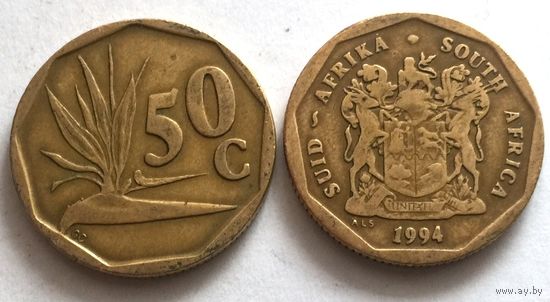 ЮАР /Южная Африка/, 50 центов 1994. Надпись на языках английском и африкаанс: South Africa - Suid-Afrika