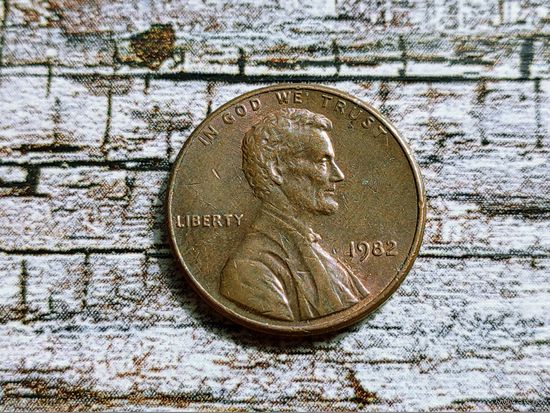 США. 1 цент 1982, б/б (Lincoln Cent).