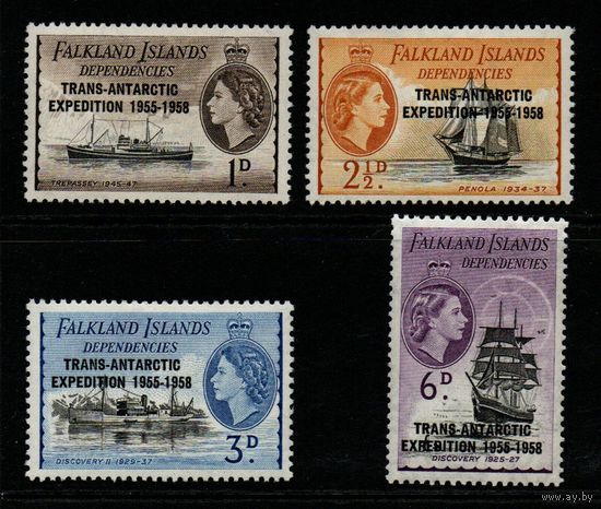 1956 Фолклендские острова Зависимости 34-37 Надпечатка # 20.23-24.26