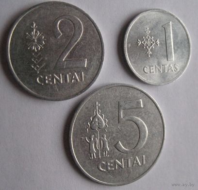 Литва 1991 (набор 1,2,5 центов)