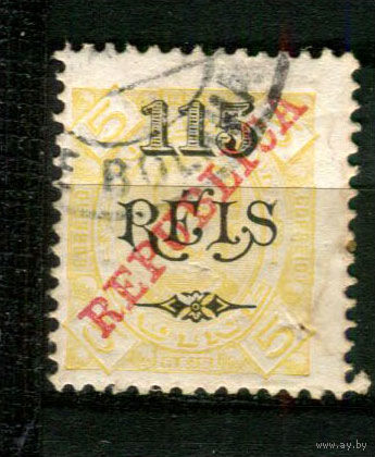 Португальские колонии - Гвинея - 1915 - Надпечатка REPUBLICA на новом номинале 115 REIS вместо 5R перф. 11 1/2 - [Mi.153D] - 1 марка. Гашеная.  (Лот 84BG)