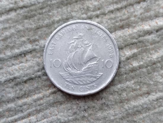 Werty71 Карибские острова 10 центов 1998 Елизавета 2  Карибы Корабль