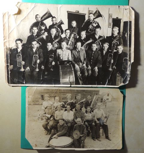 Фото "Духовой оркестр", Западная Беларусь, 1920-1930 гг. (24*15 см, 18*11 см)