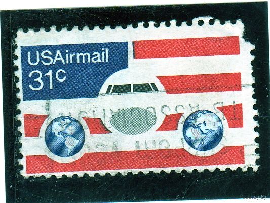 США.Ми-1201.Самолет, глобусы и флаги Серия: Авиапочта 1974-1976 гг.