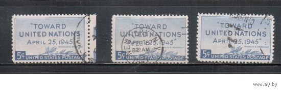 США-1945, (Мих.533 ), гаш.   , Образование ООН (одиночка), цена за 1 м на выбор