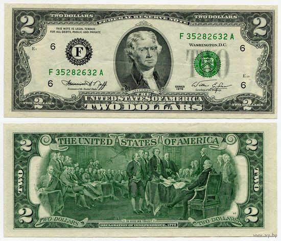 США. 2 доллара (образца 1976 года, F, Джорджия, P461)