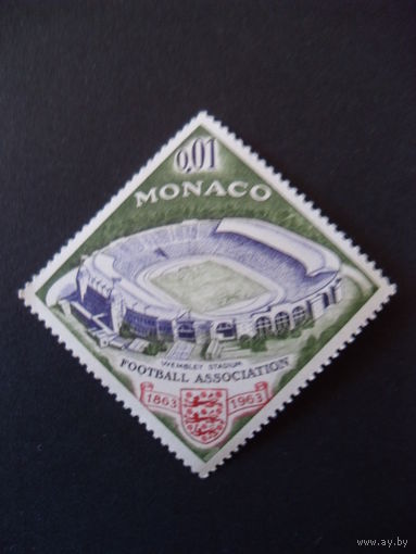 Монако. Mi:MC 784 1963 год ** Стадион Уэмбли, герб английской футбольной ассоциации - футбол (100 лет британской футбольной ассоциации)