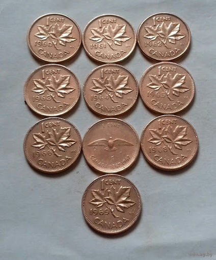 1 цент Канада, погодовка 1960-х