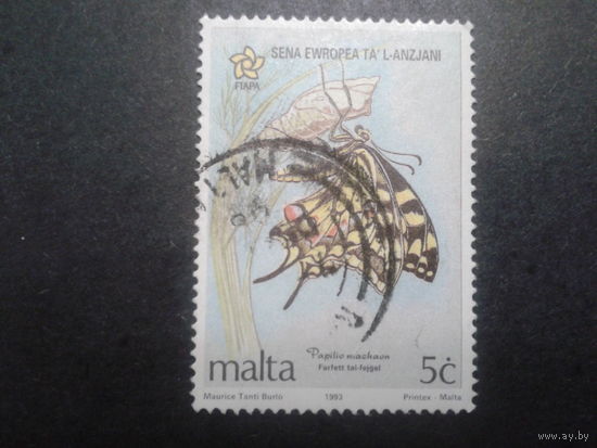 Мальта 1993 бабочка