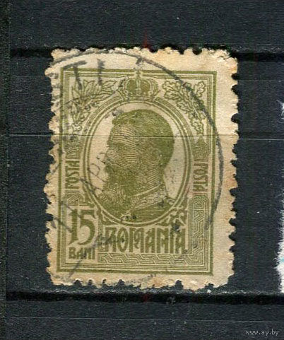 Королевство Румыния - 1909/1914 - Король Кароль I 15B - (есть тонкое место) - [Mi.225] - 1 марка. Гашеная.  (Лот 51EA)-T2P22