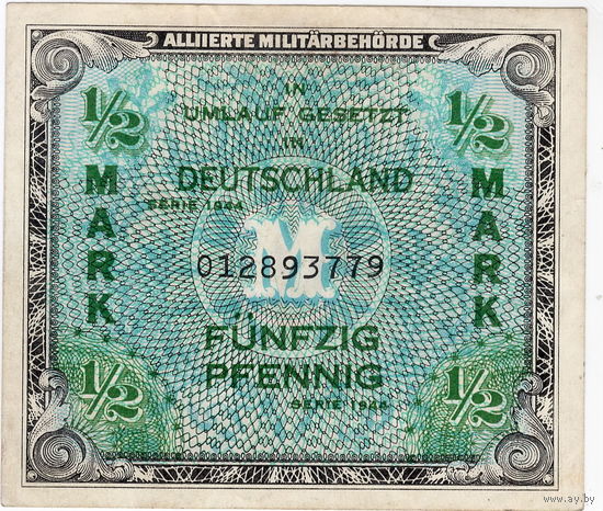 Германия, 1/2 марки, оккуп. зона союзников, 1944г. с "F"  *