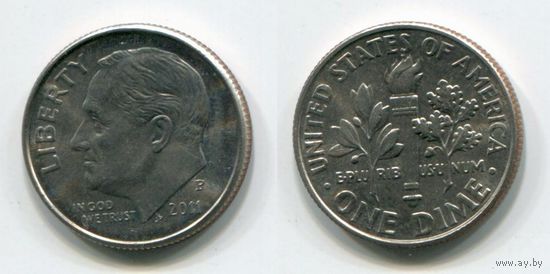 США. 10 центов (2011, буква P, aUNC)