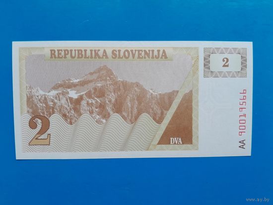 2 толара 1990 года. Словения. UNC. Распродажа