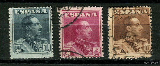 Испания (Королевство) - 1924 - Король Альфонсо XIII - [Mi. 294A-296A] - полная серия - 3 марки. Гашеные. Старт с 5 коп. (Лот 66R)