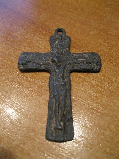 Крест нательный большой. Оловянно-цинковый сплав, литье, XIХ век.