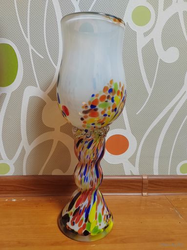 Стильная ваза Богемия Чехословакия СССР в стиле арт-деко, муранское стекло.